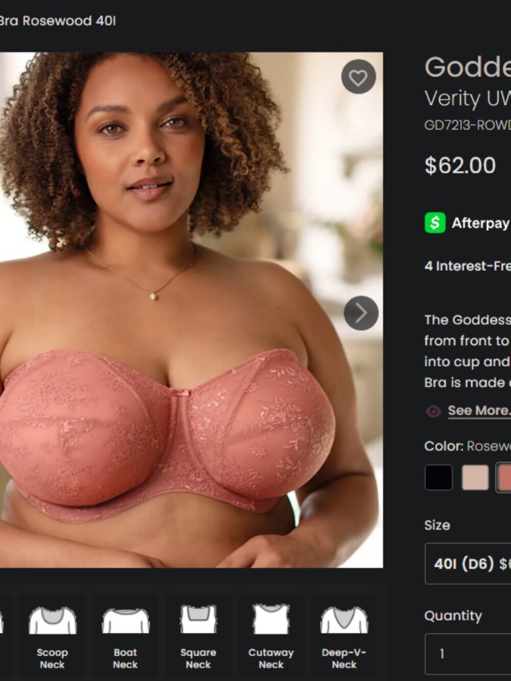 [US 40I / UK 40G] GODDESS Verity UW Strapless Bra Rosewood
